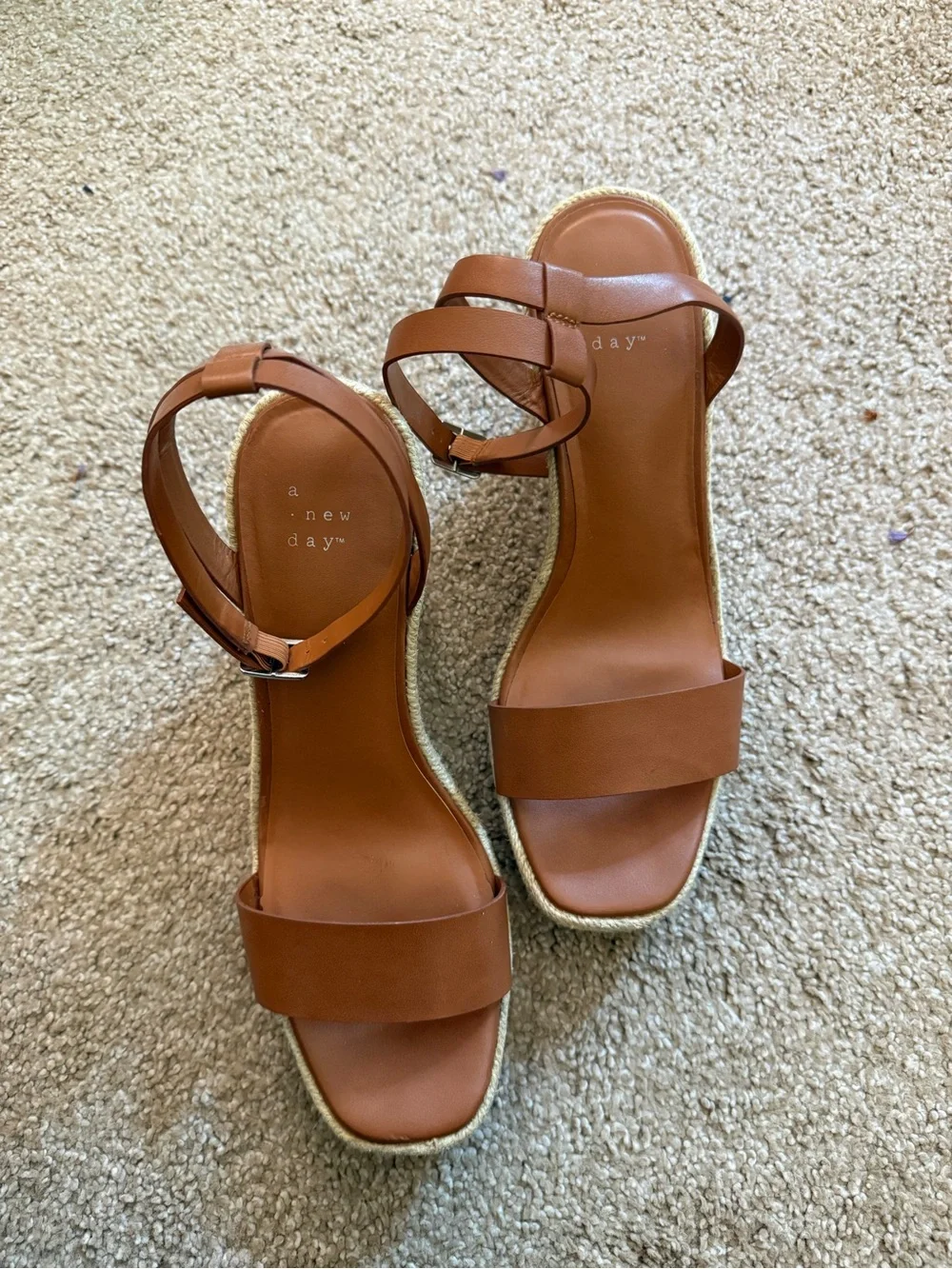 Ankle-Strap Espadrille Wedge Sandals - Brown